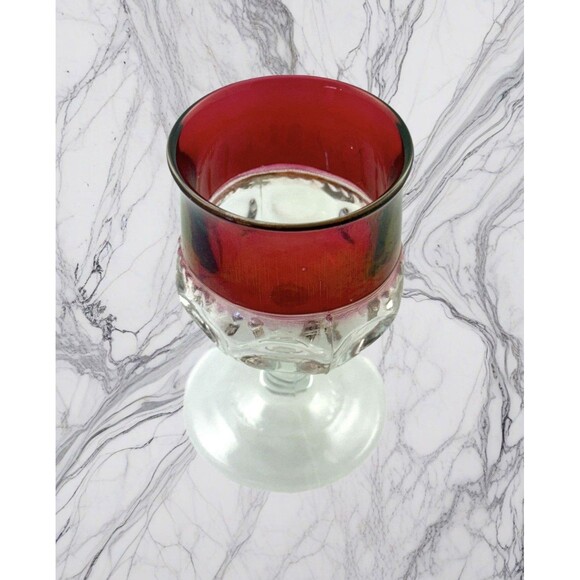 Tiffin Franciscans King Crown Cranberry Flash Water Goblet Crystal Vintage 1950 - Picture 8 of 12